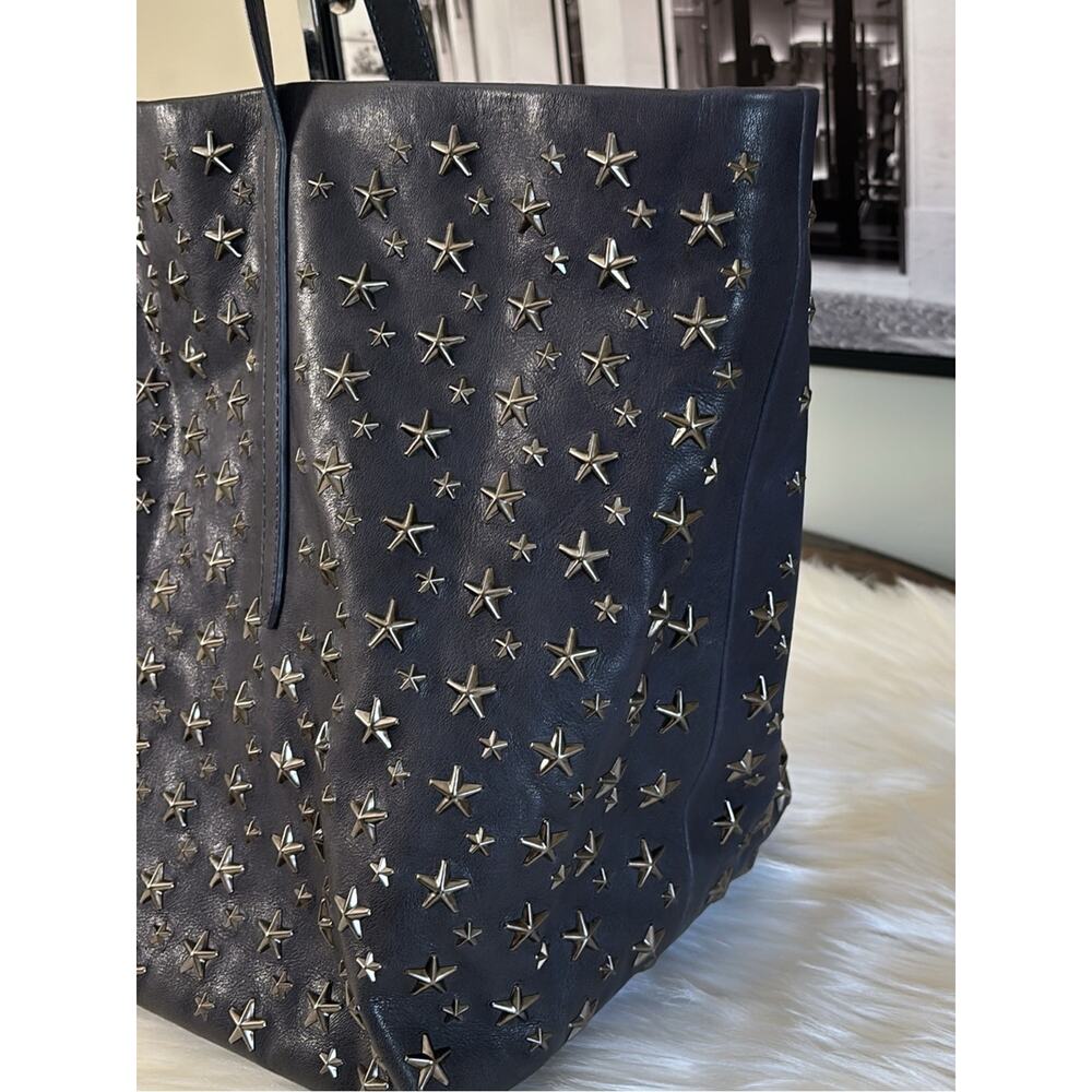 JIMMY CHOO Studded Star Leather Tote Bag - Navy Blue - Picture 7 of 12